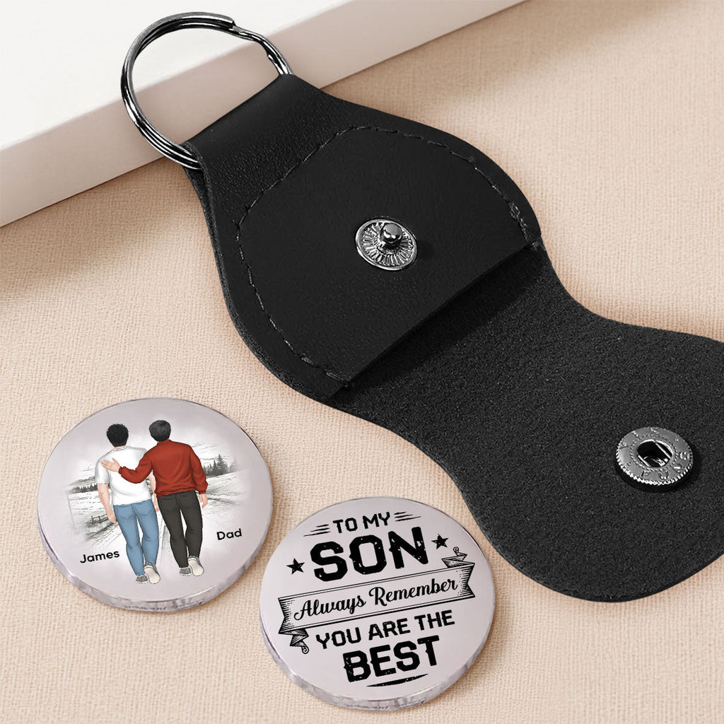 Custom Coin Keychain for Son, Father's Day Birthday Gifts • My Son Is The Best - Personalized Pocket Hug