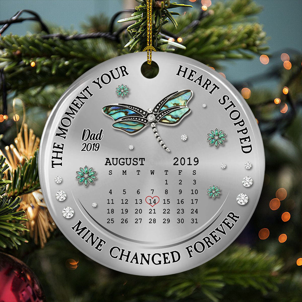 Custom Memorial Christmas Ornament, Sympathy Keepsake •  Mine Changed Forever - Personalized Ceramic Ornament