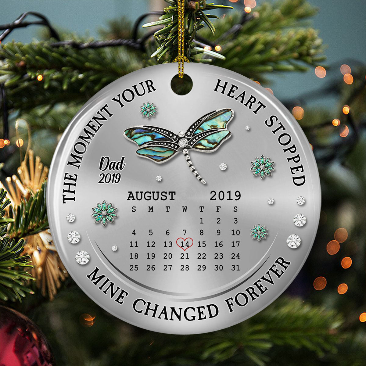 Custom Memorial Christmas Ornament, Sympathy Keepsake •  Mine Changed Forever - Personalized Ceramic Ornament