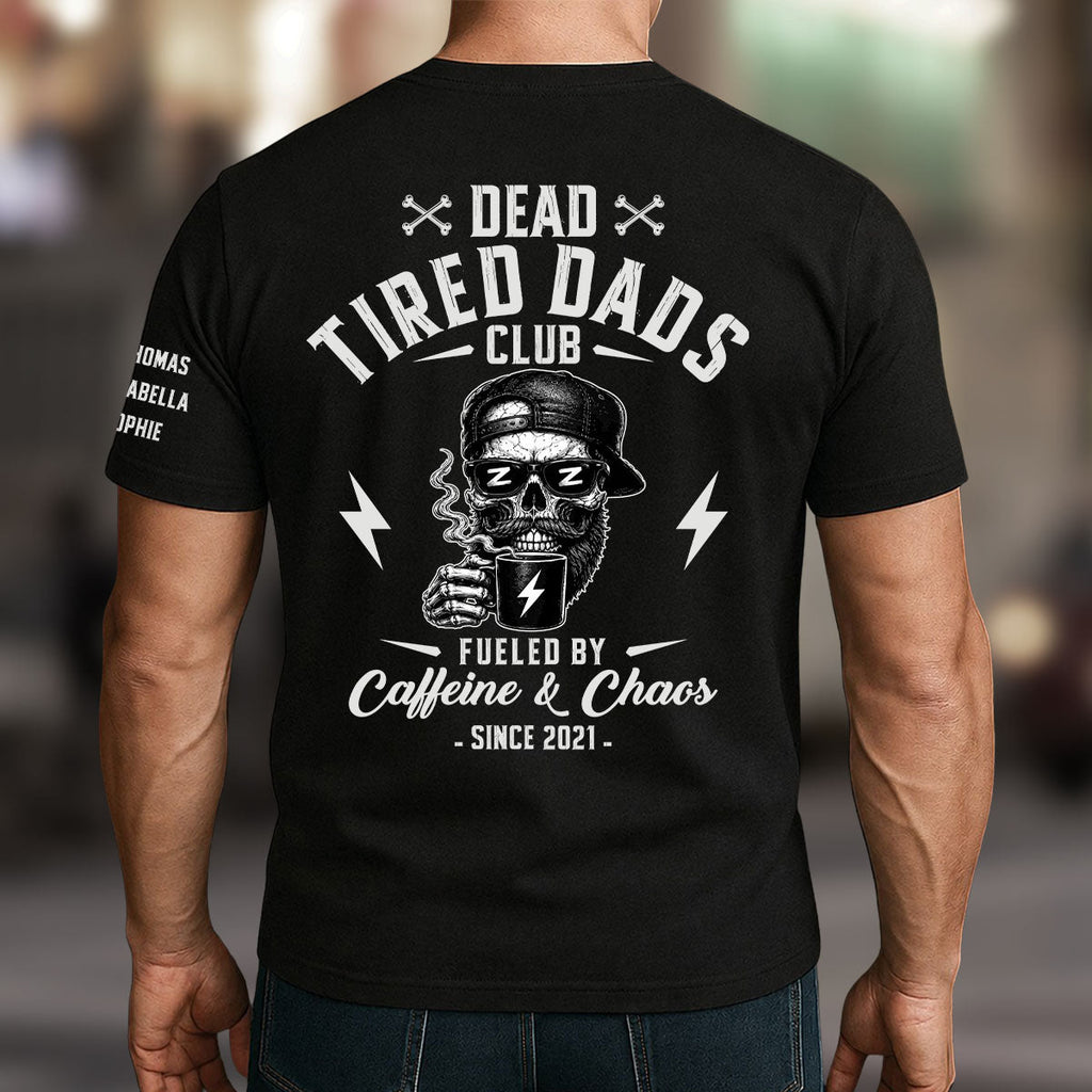 Custom Christmas & Birthday Gift for Dad, Grandpa • Fueled By Their Laughter - Personalized Shirt With Design On Sleeve