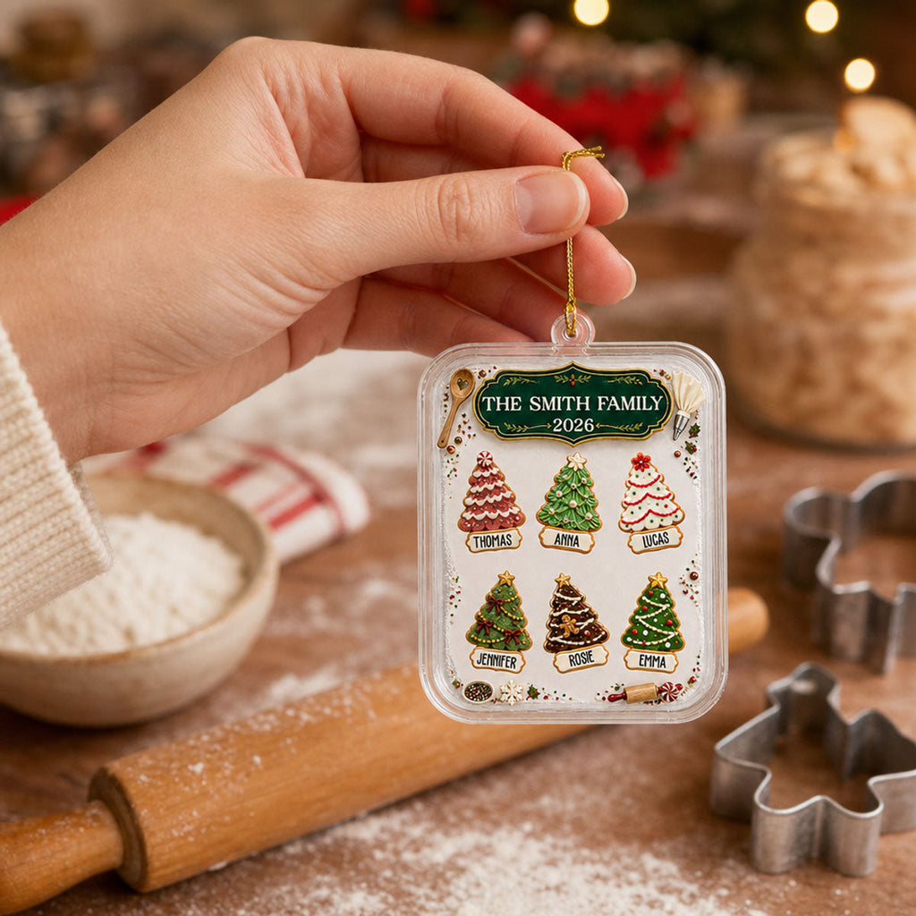 Custom Family Ornament, Christmas Gift for Family Members •  Family Christmas Cake - Personalized Acrylic Ornament