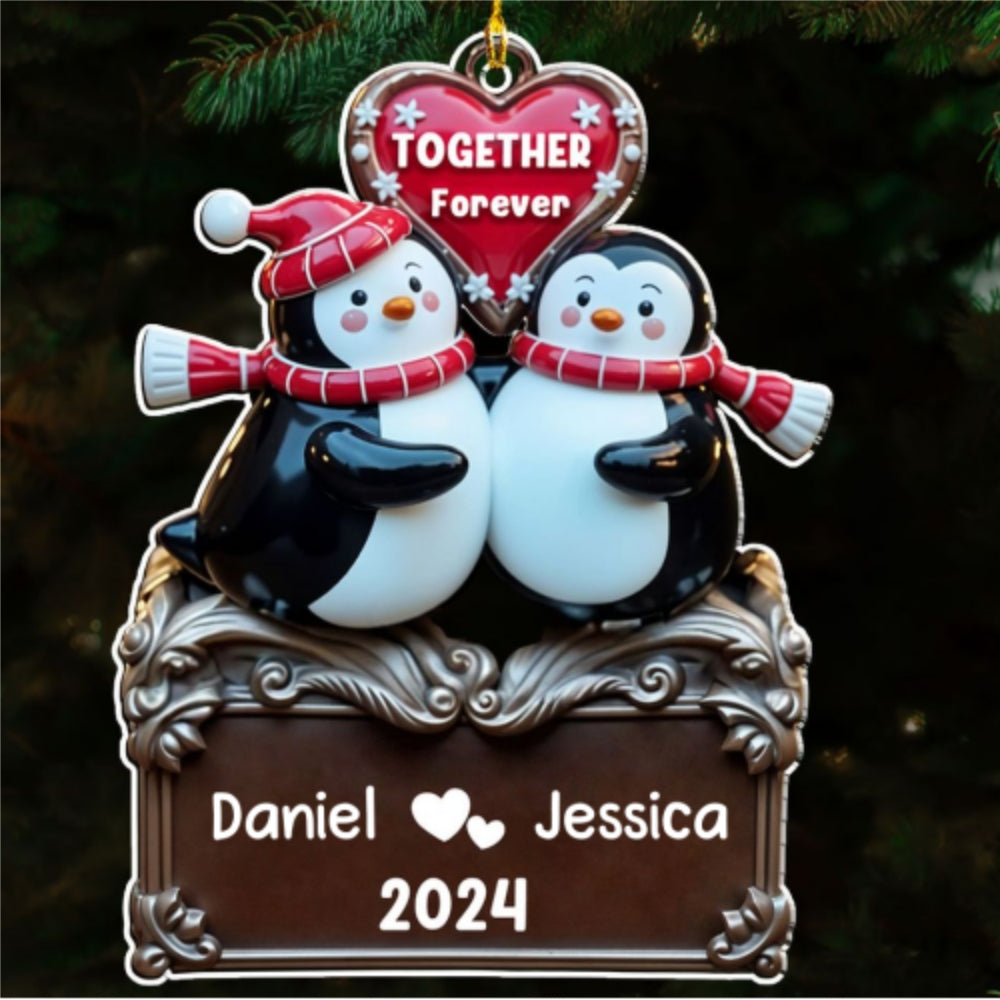 Custom Couple Christmas Ornament, Anniversary Gift •  Together Forever Version 2 - Personalized Acrylic Ornament