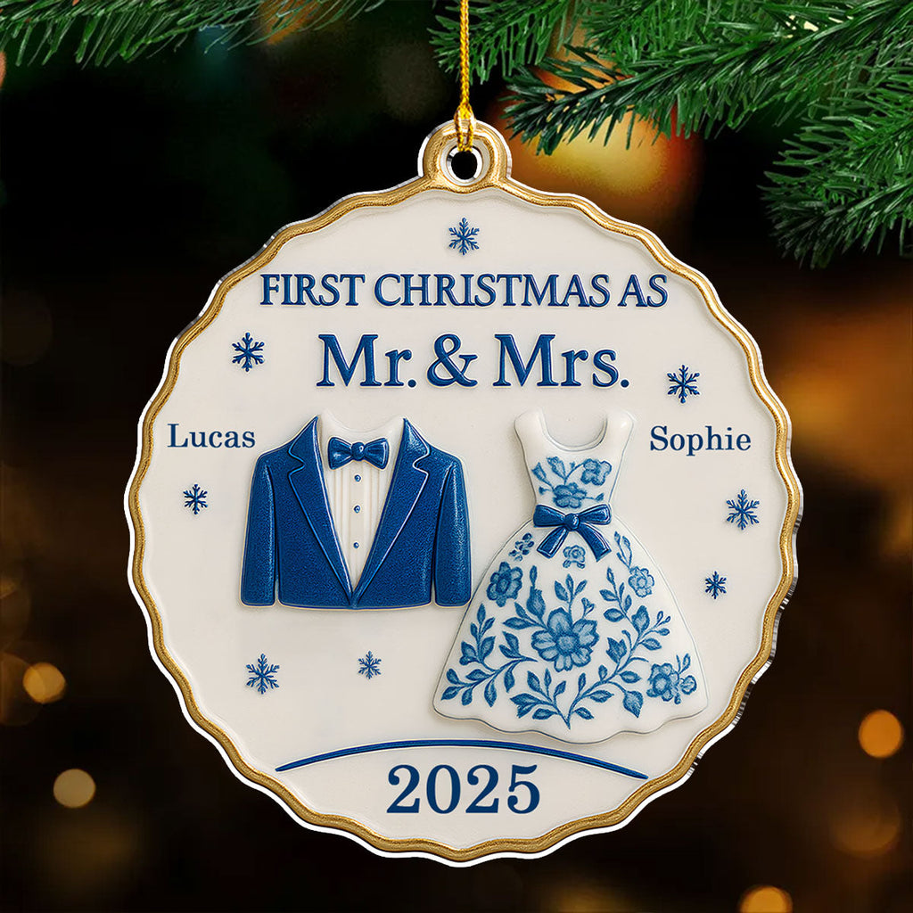 Custom First Christmas Ornament Married, Gift for Newlyweds •  First Christmas With You - Personalized Acrylic Ornament