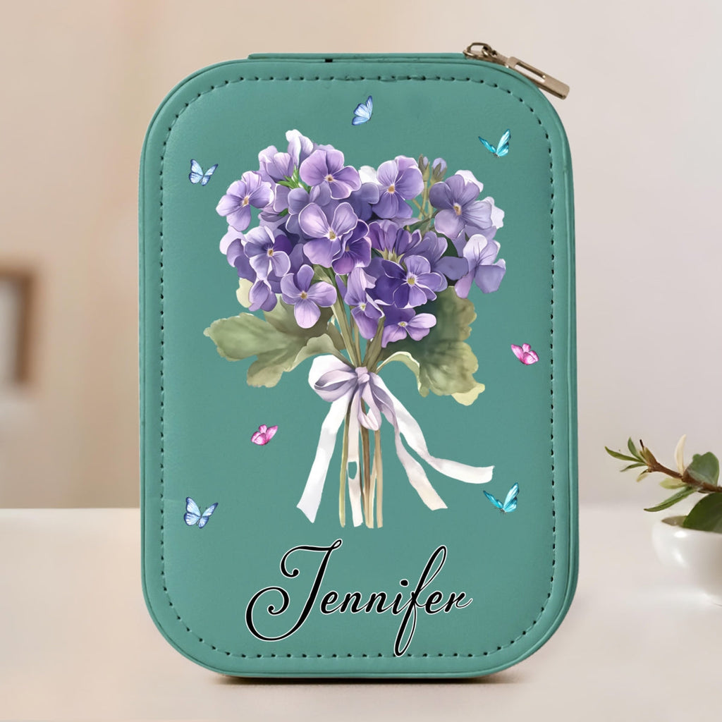 Birth Month Flower - Personalized Jewelry Box With LED Mirror
