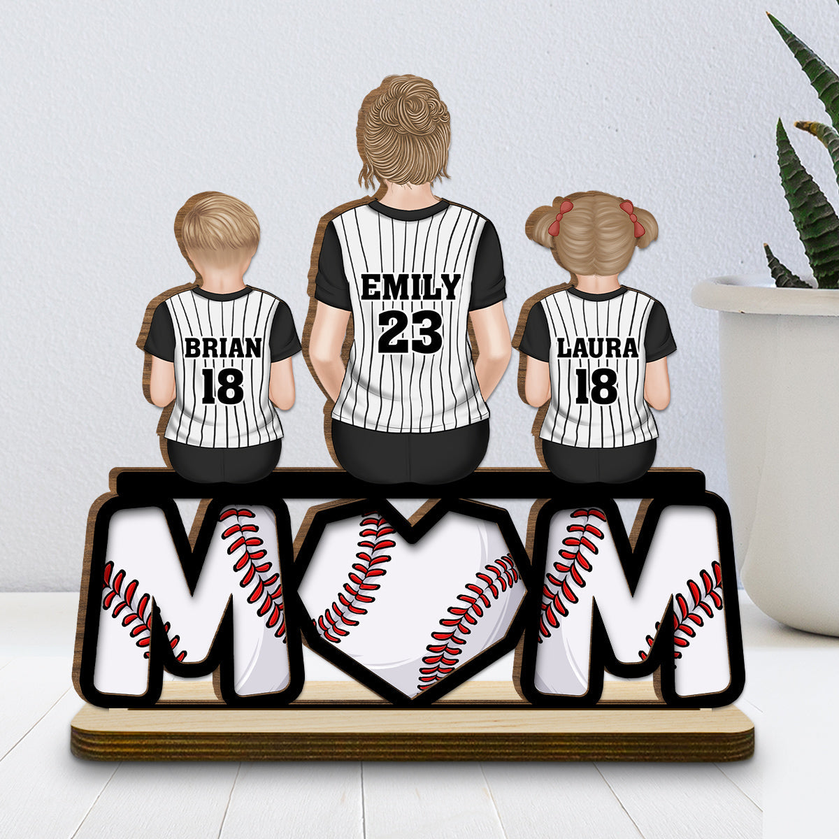 Custom Mother's Day Decor, Gift for Mom & Grandma • Raising Champions With Love - Personalized 2-Layer Wood Plaque With Flat Base