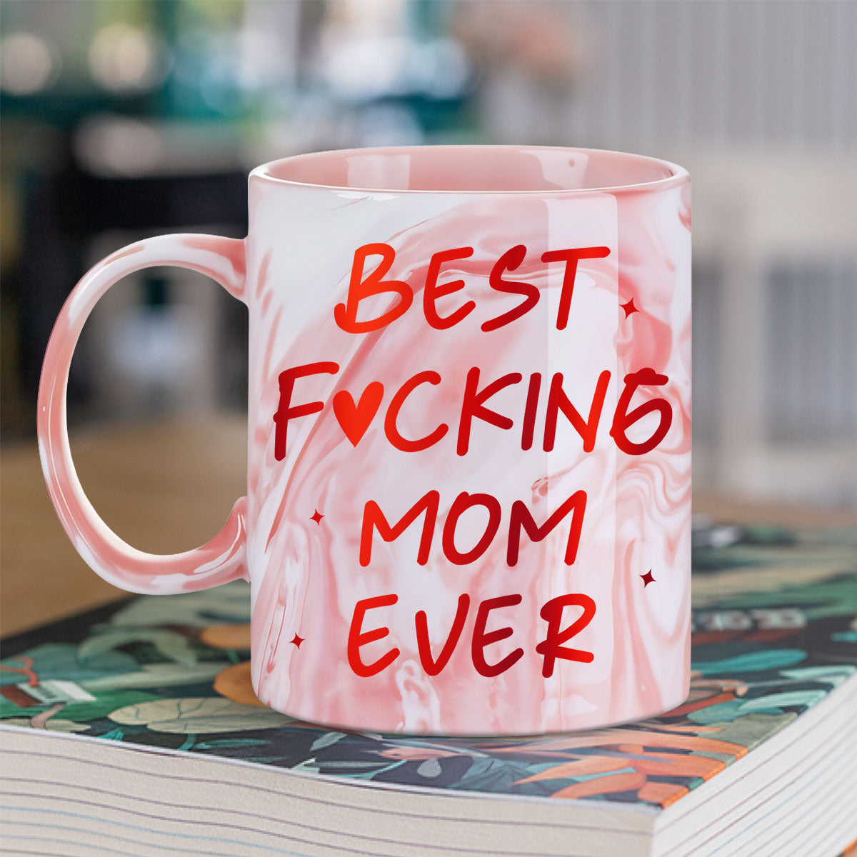 Custom Mother's Day Gift for Mom & Grandma • Best Mom - Personalized Pink Marble Mug