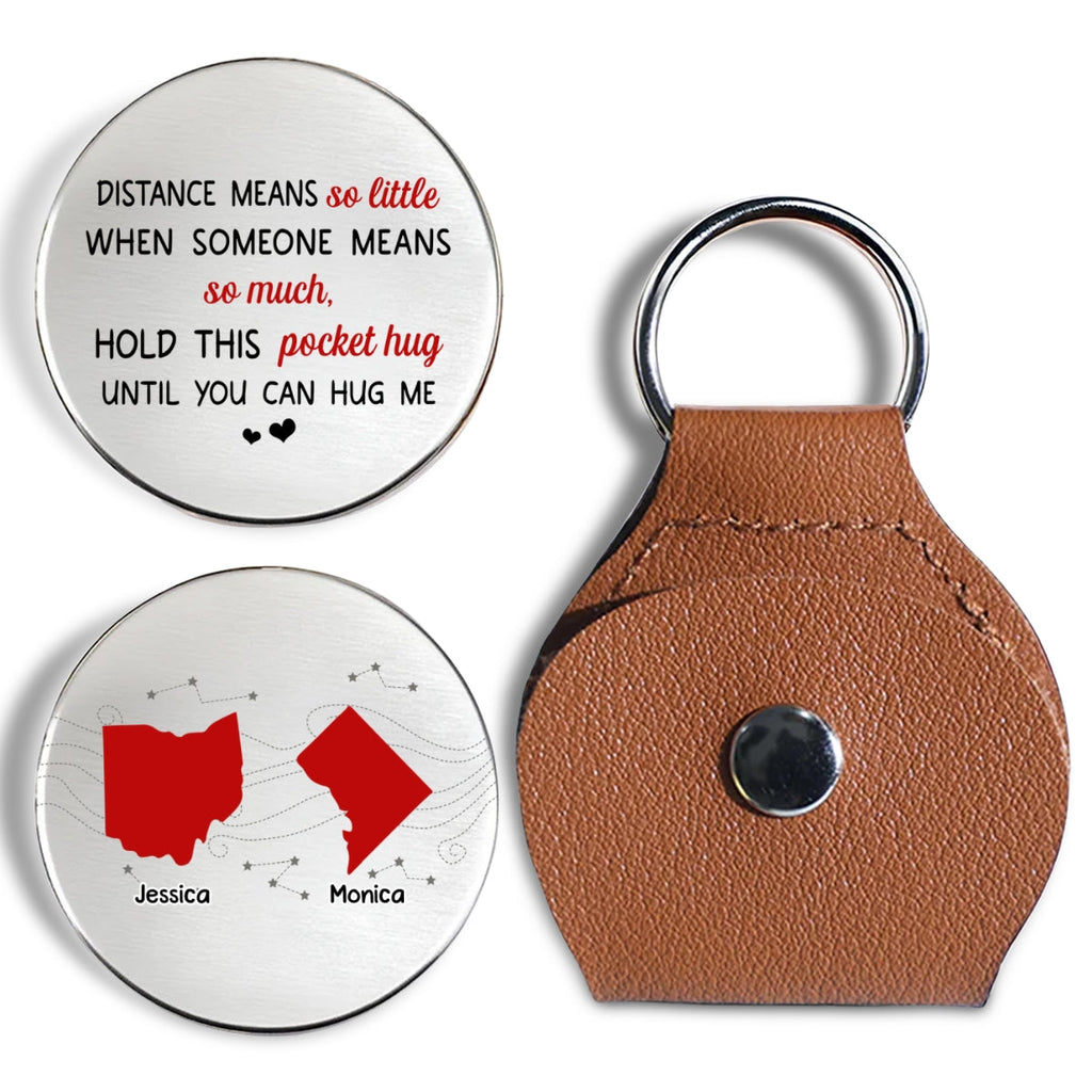 Custom Coin Keychain, Mother's Father's Day Birthday Gift Keepsake • A Hug For You - Personalized Pocket Hug