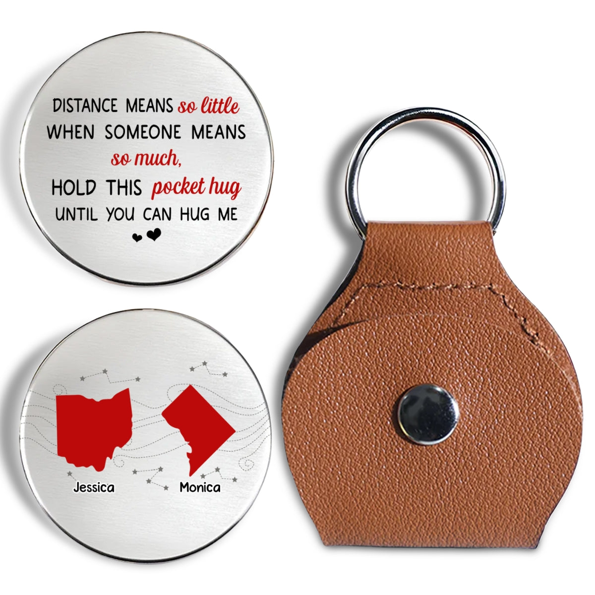 Custom Coin Keychain, Mother's Father's Day Birthday Gift Keepsake • A Hug For You - Personalized Pocket Hug