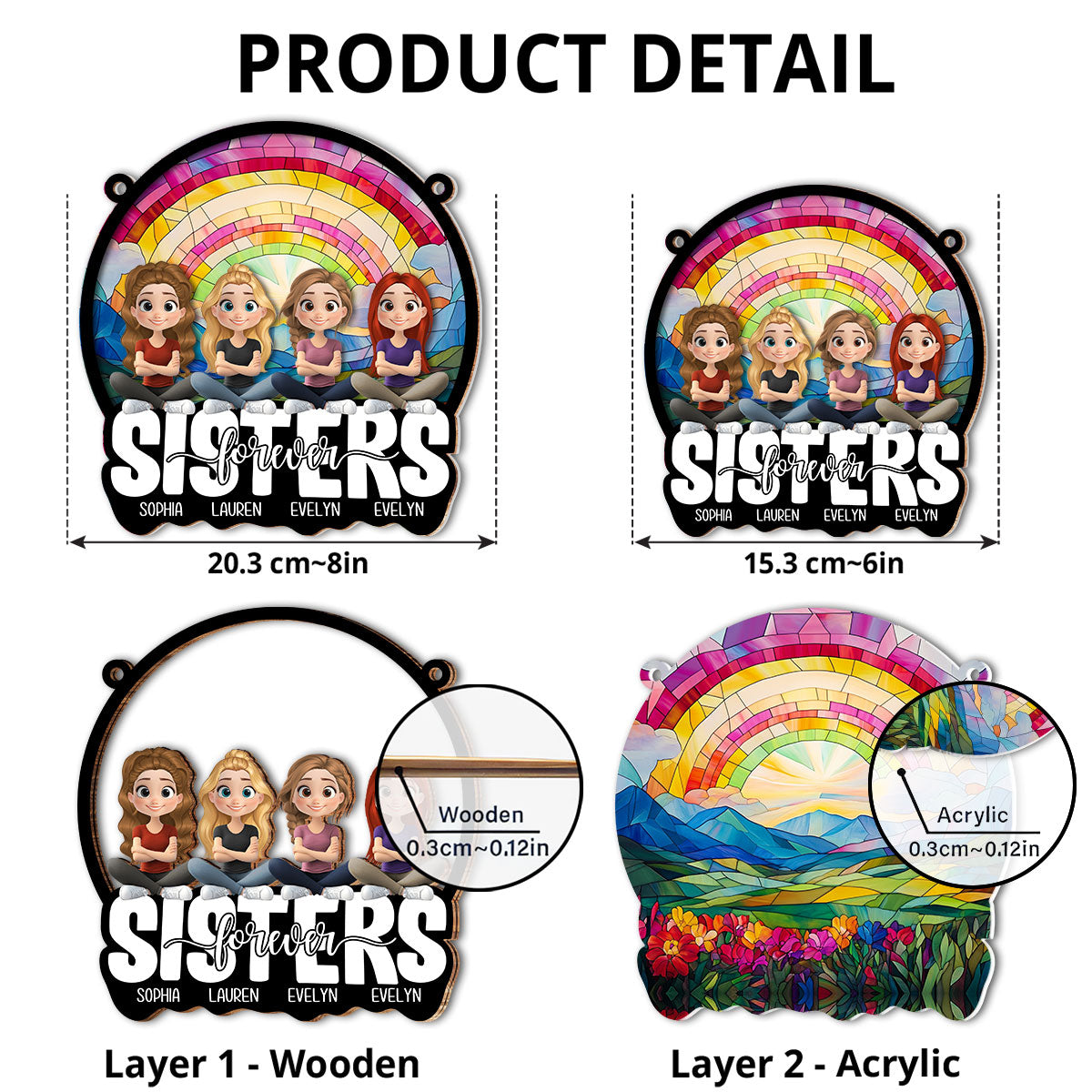 Custom Best Friend Hanging Decor, Friendship Birthday Gifts • Forever Grateful For My Sister - Personalized Suncatcher