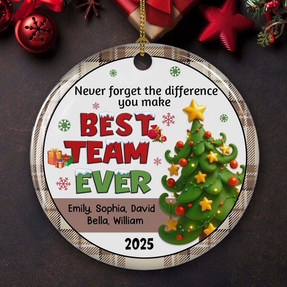 Custom Coworker Christmas Ornament, Team Appreciation Gift •  Grateful For Our Amazing Team - Personalized Ceramic Ornament