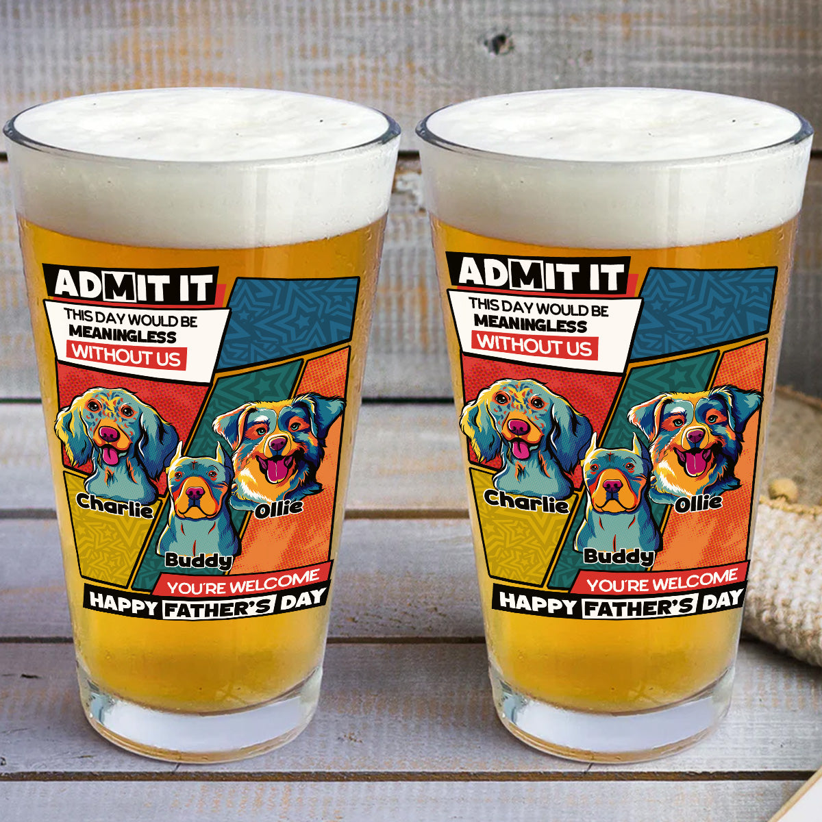 Meaningless Without Us - Personalized Beer Glass