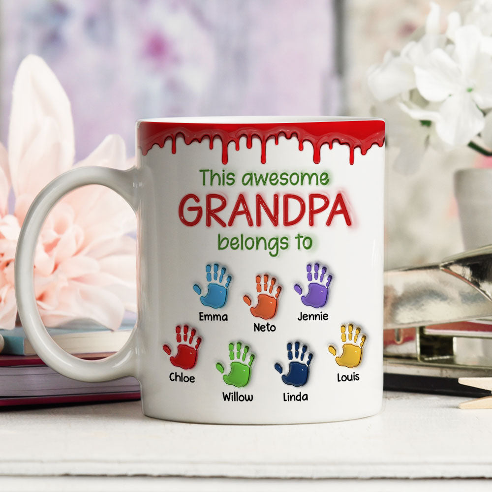 Custom Christmas & Birthday Keepsake Gift • This Awesome Dad Belongs To Us - Personalized 3D Inflated Effect Mug