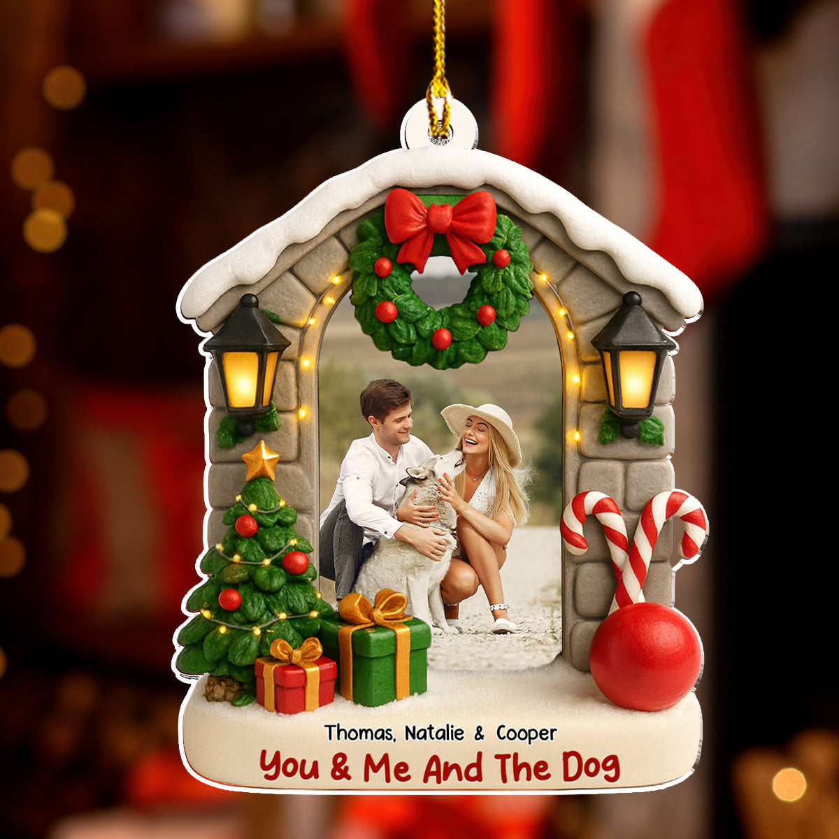 Custom Photo Keepsake Christmas Ornament • Bond Of Dog Love Photo - Personalized 3D Effect Acrylic Ornament
