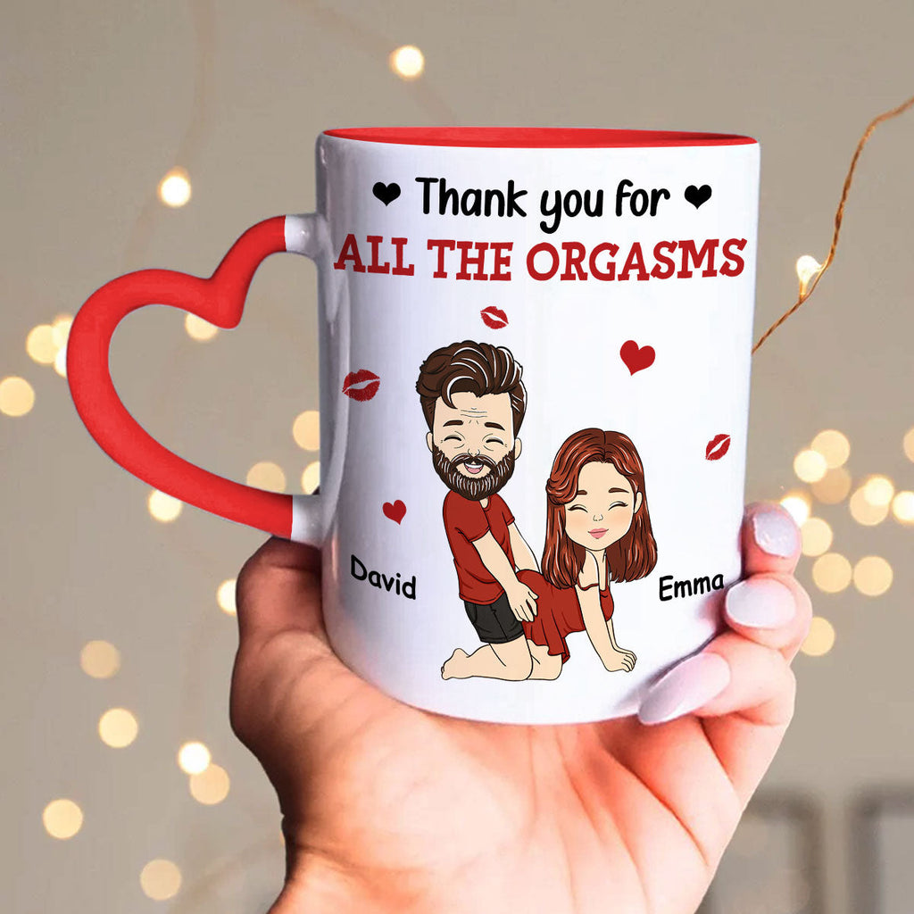Custom Anniversary Keepsake Gifts For Couple • Thanks For All - Personalized Heart Handle Mug