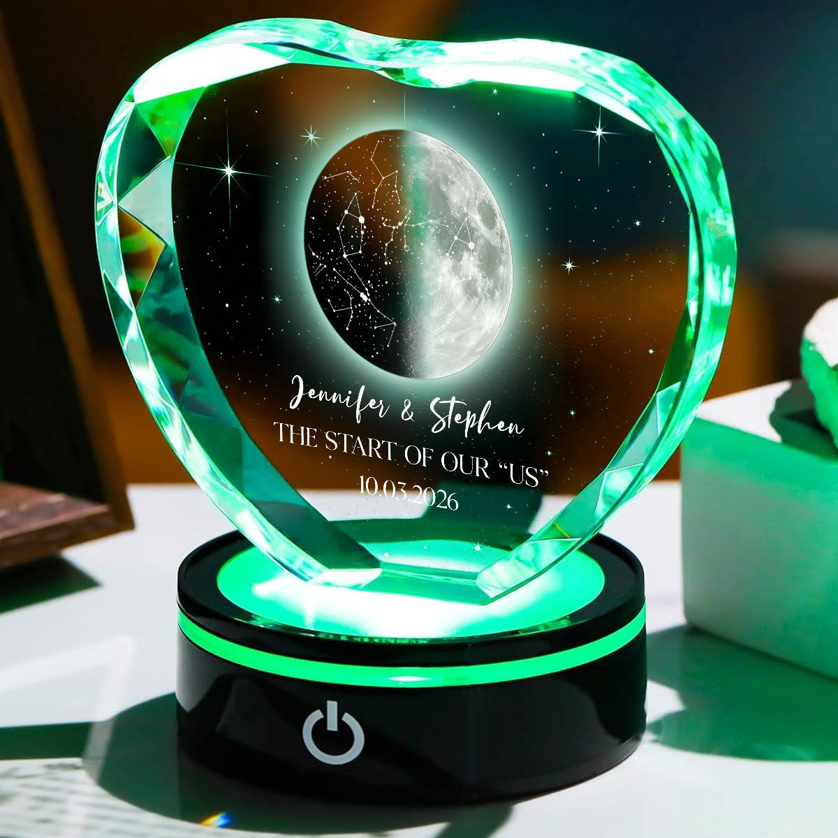 The Beginning Of Our Story - Personalized Crystal Led Light