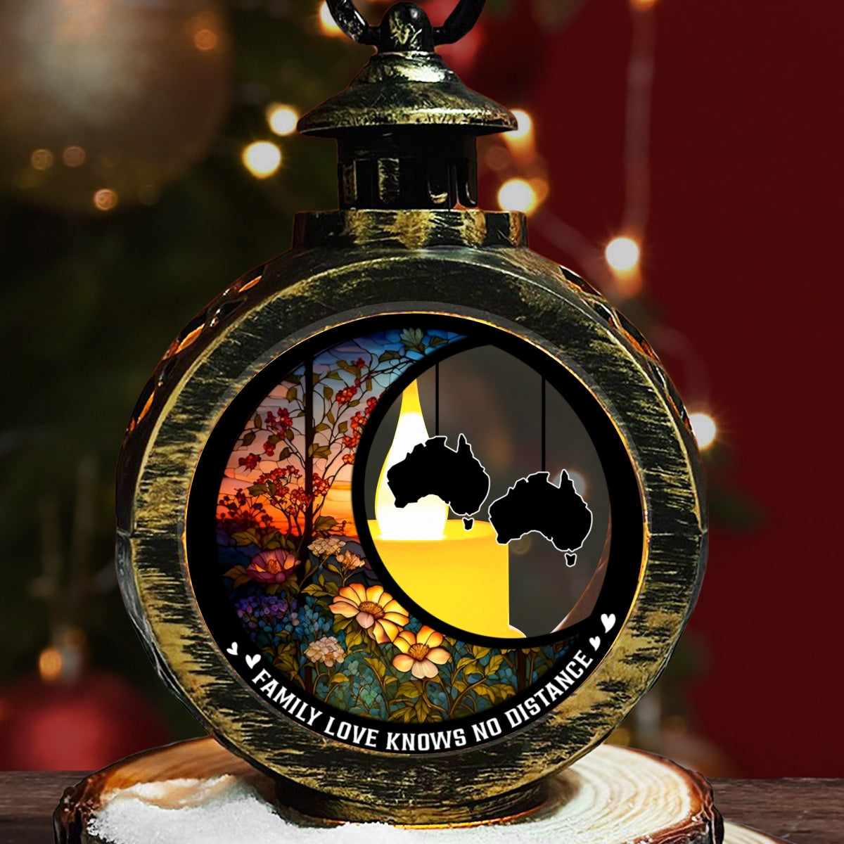 Custom Family Christmas Gifts, Holiday Decor • Family Love Knows No Distance Ver 2 - Personalized Christmas Lantern