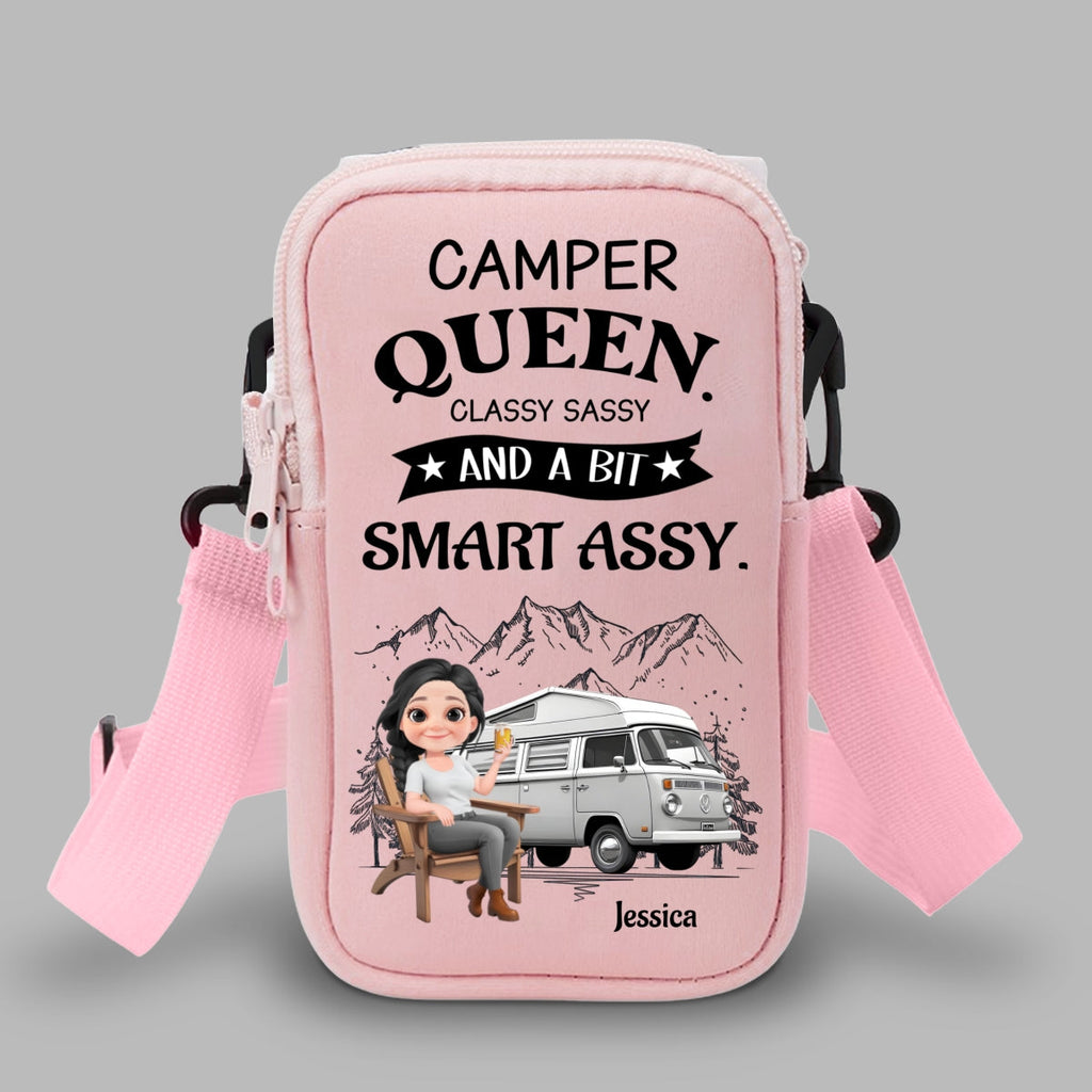 Truly A Queen Of Campers - Personalized Water Bottle Carrier Bag