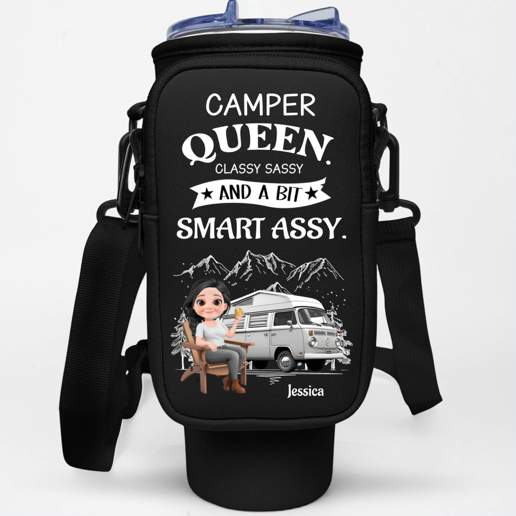Truly A Queen Of Campers - Personalized Water Bottle Carrier Bag