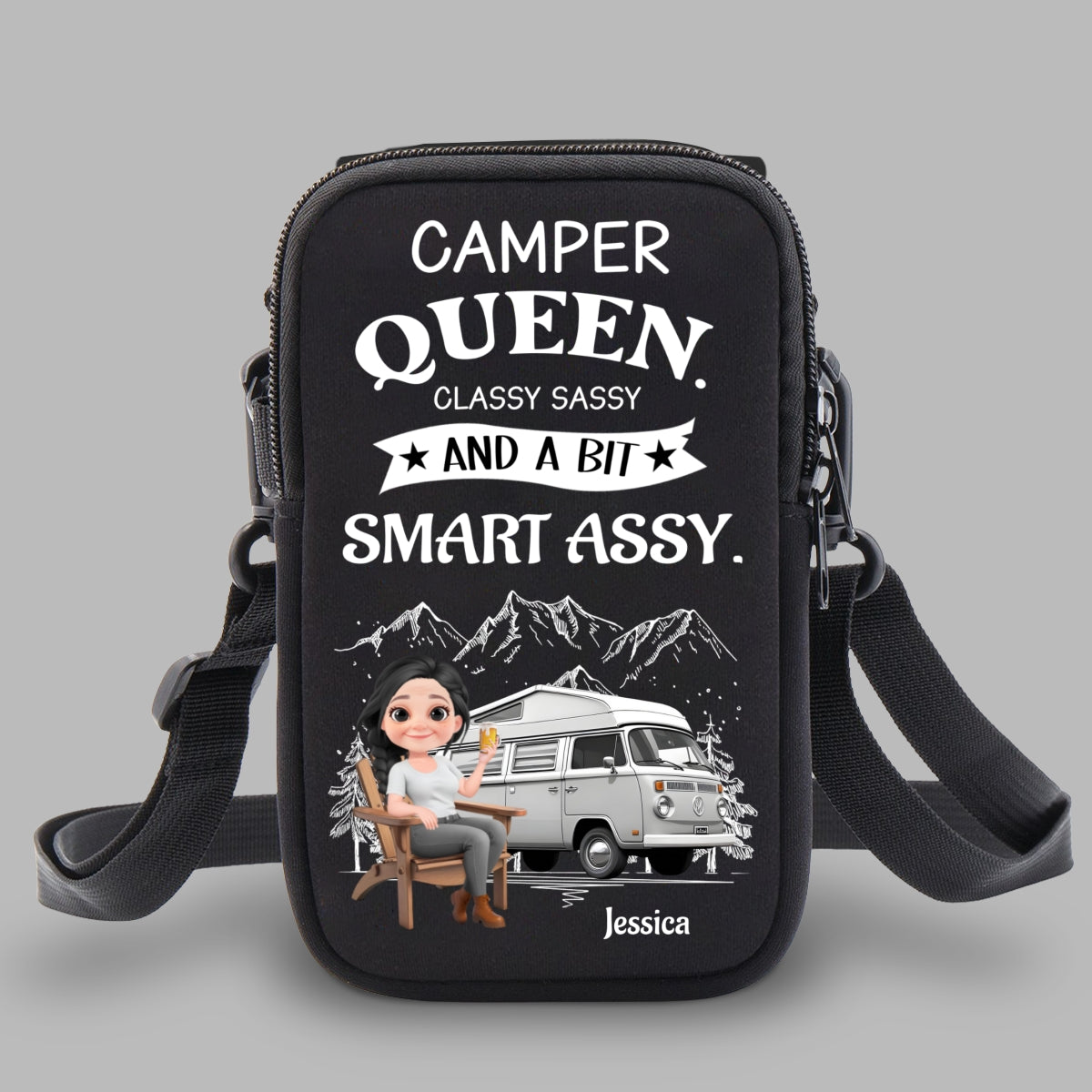 Truly A Queen Of Campers - Personalized Water Bottle Carrier Bag