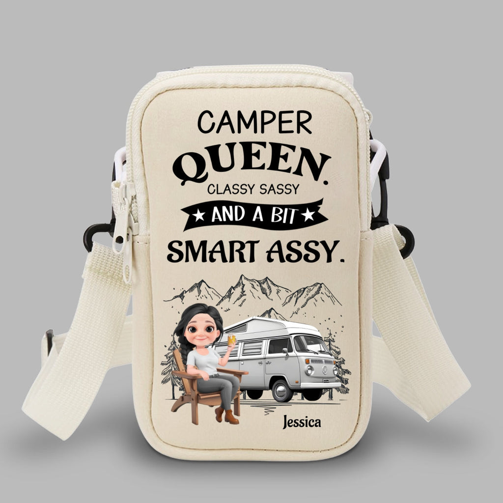 Truly A Queen Of Campers - Personalized Water Bottle Carrier Bag