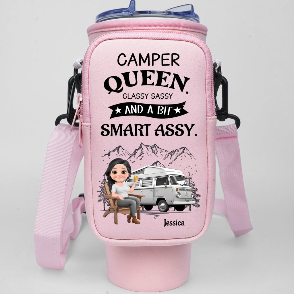 Truly A Queen Of Campers - Personalized Water Bottle Carrier Bag