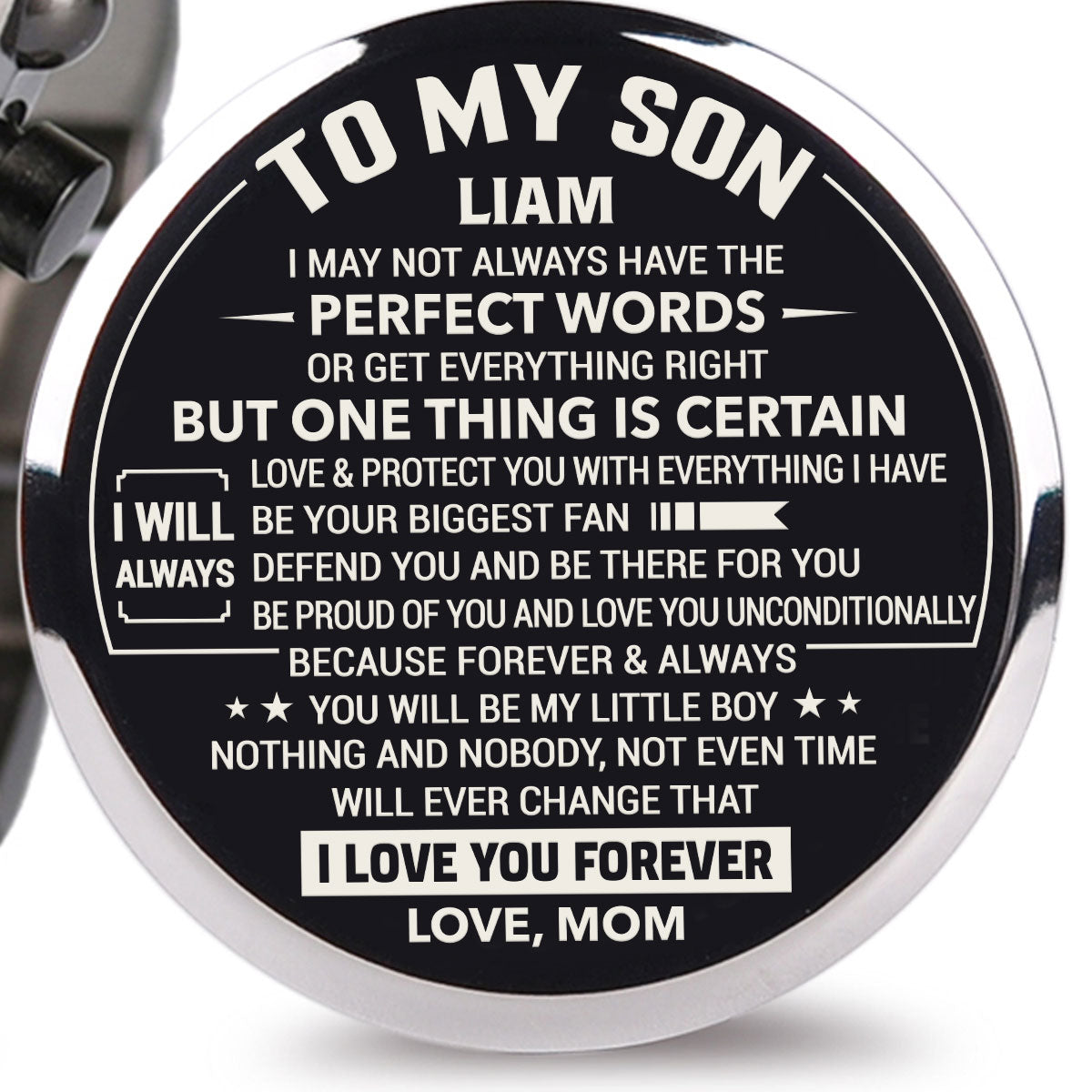 Mom To Son Biggest Fan - Personalized Engraved Wooden Watches GQ026