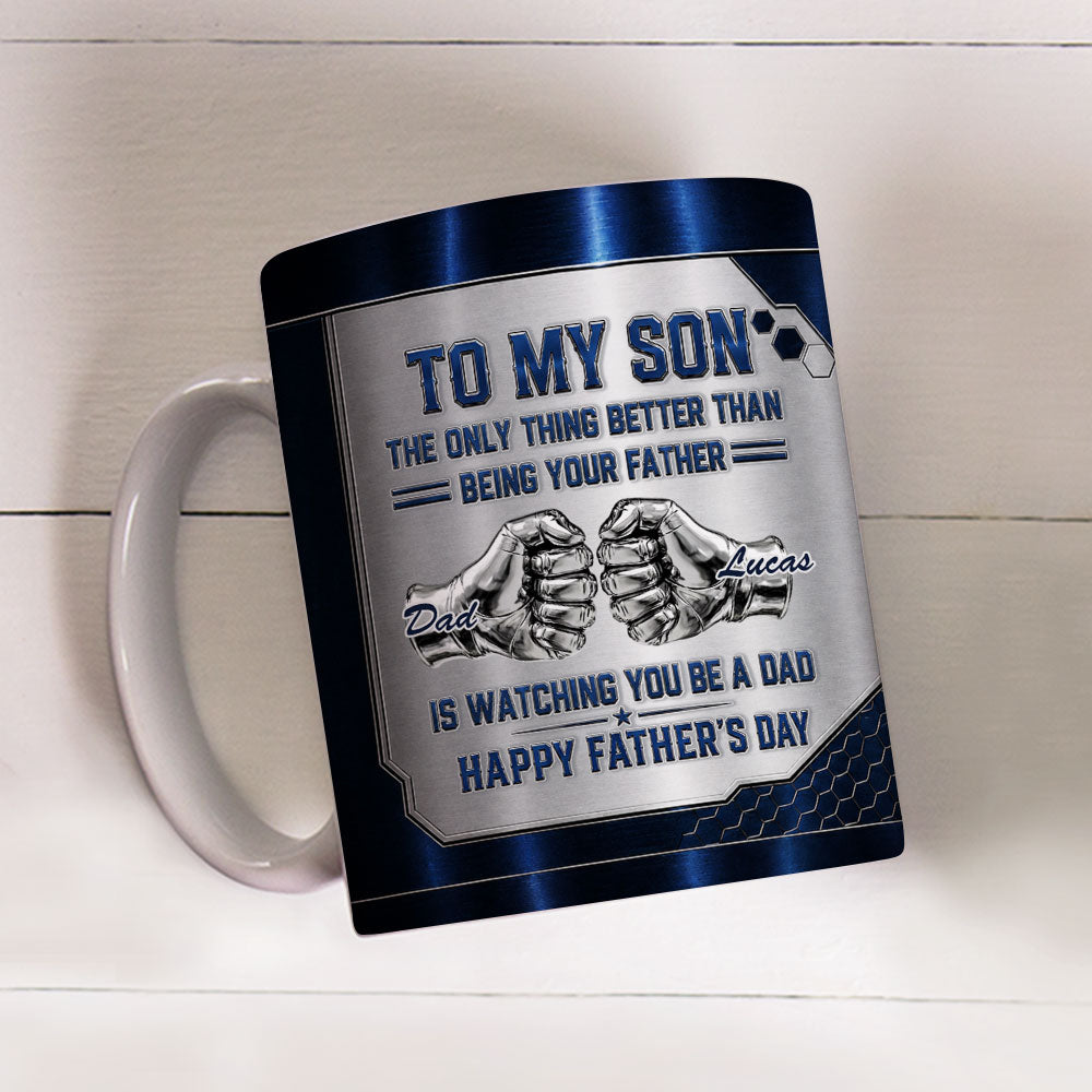 Custom Father's Day Gift For Son • Watching My Son - Personalized 3D Inflated Effect Mug