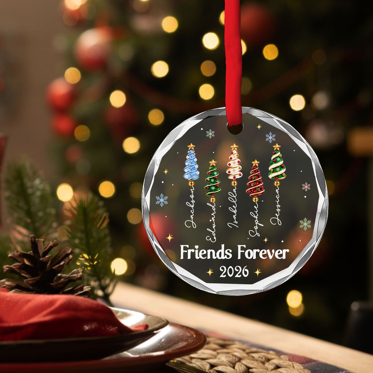 Custom Sister Christmas Ornament •  Best Sisters Forever - Personalized Glass Ornament