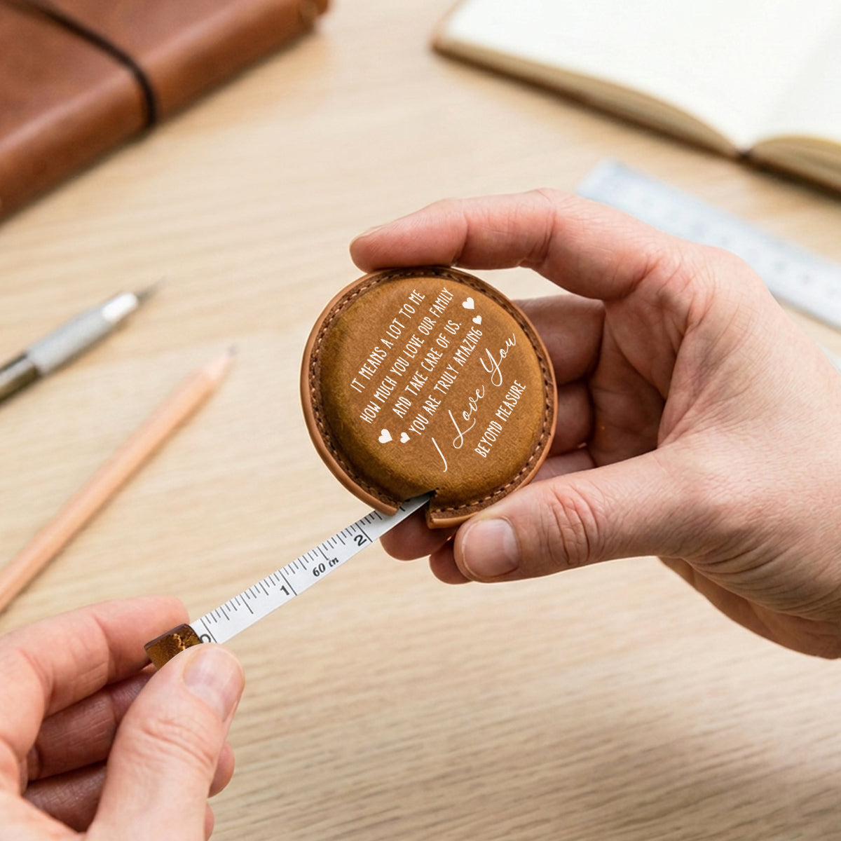 To My Husband - Personalized Leather Tape Measure