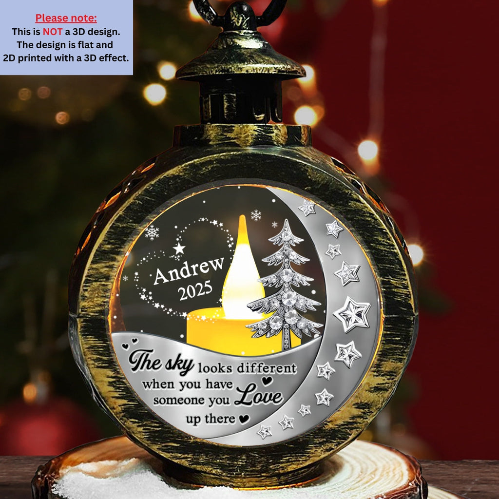 Custom Name Memorial Christmas Night Light, Remembrance Gifts • Not The Same Sky - Personalized 3D Effect Christmas Lantern