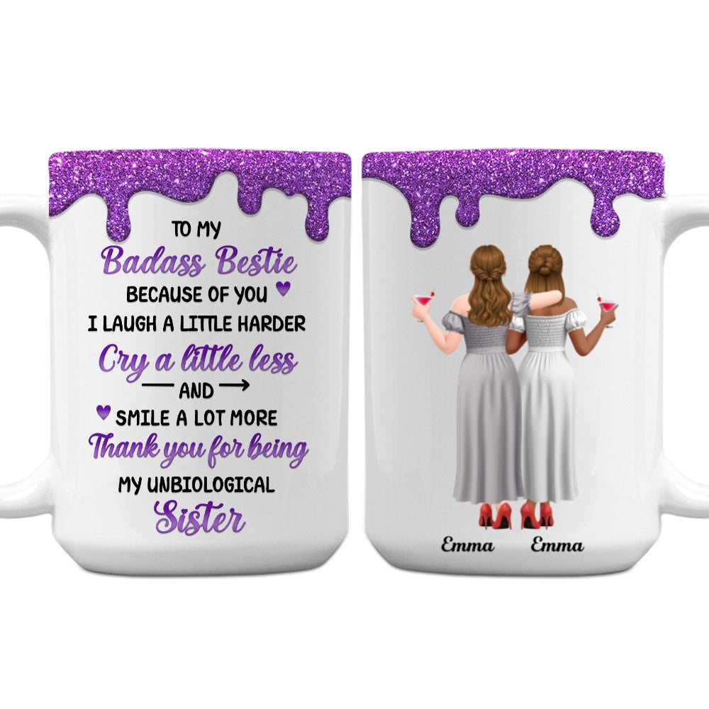 Custom Best Friend, Christmas & Birthday Friendship Keepsake Gift • Laugh More And Cry Less - Personalized Coffee Mug