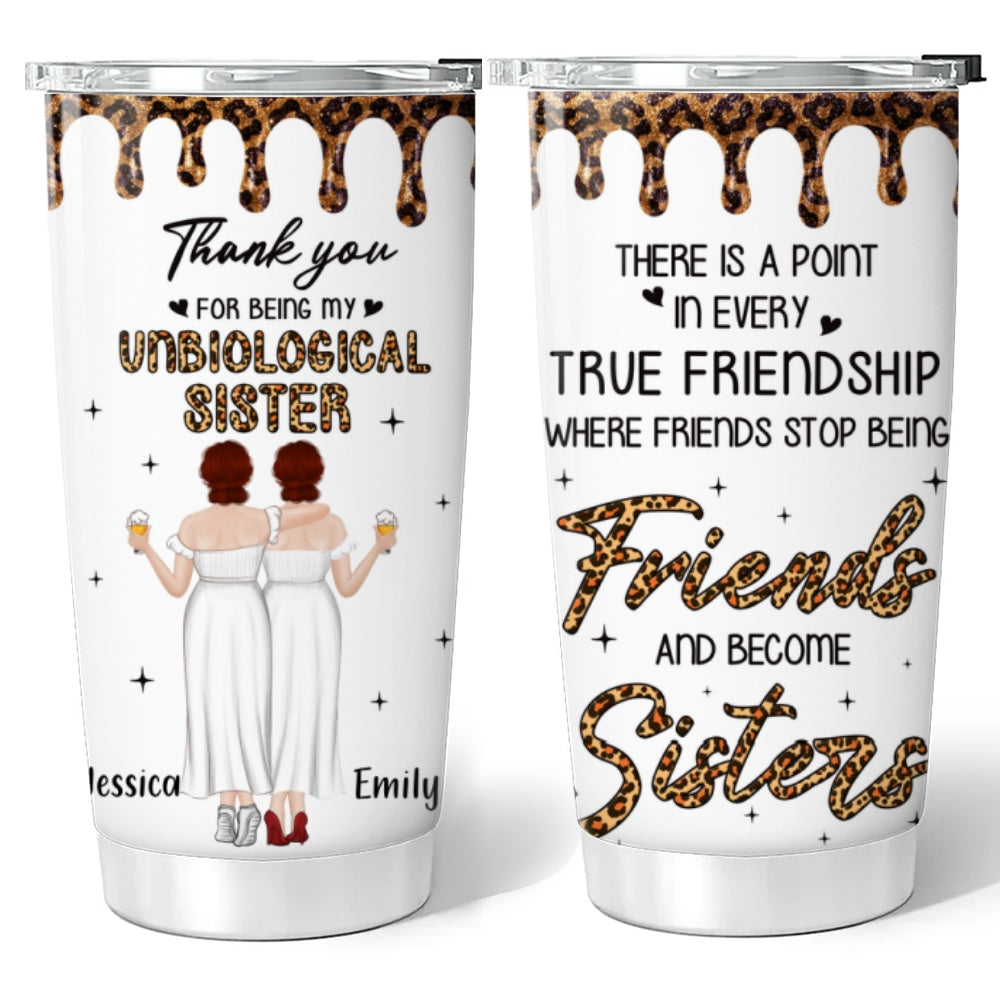 Custom Christmas Birthday Gifts For Best Friend • Where Friends Become Sisters - Personalized Tumbler