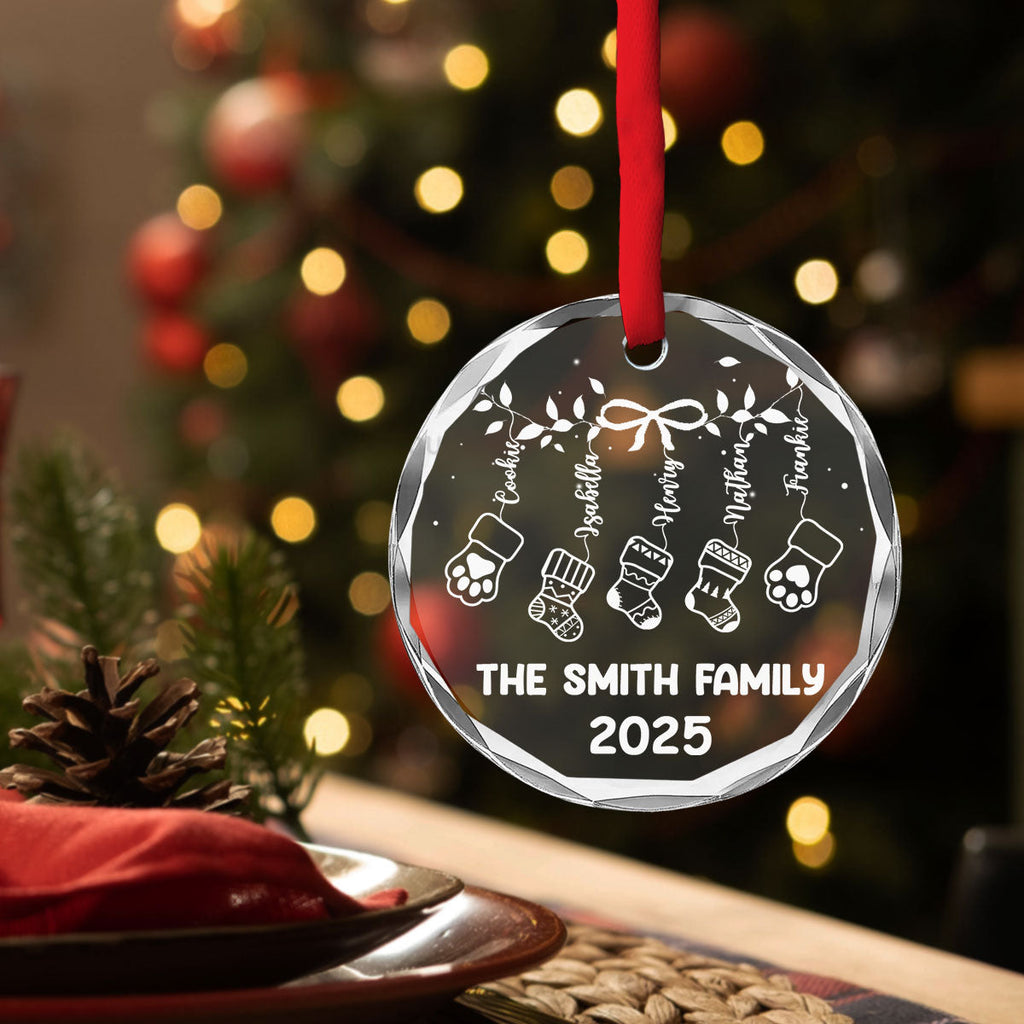 Custom Family Ornament, Christmas Gift for Family Members •  Our Family Love - Personalized Glass Ornament