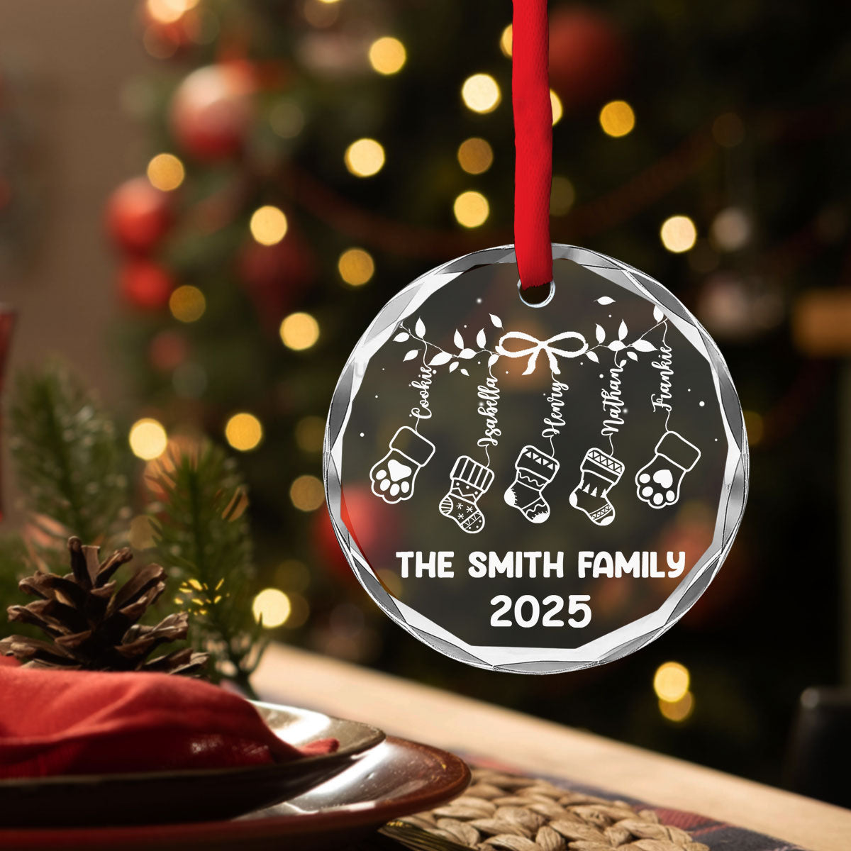 Custom Family Ornament, Christmas Gift for Family Members •  Our Family Love - Personalized Glass Ornament