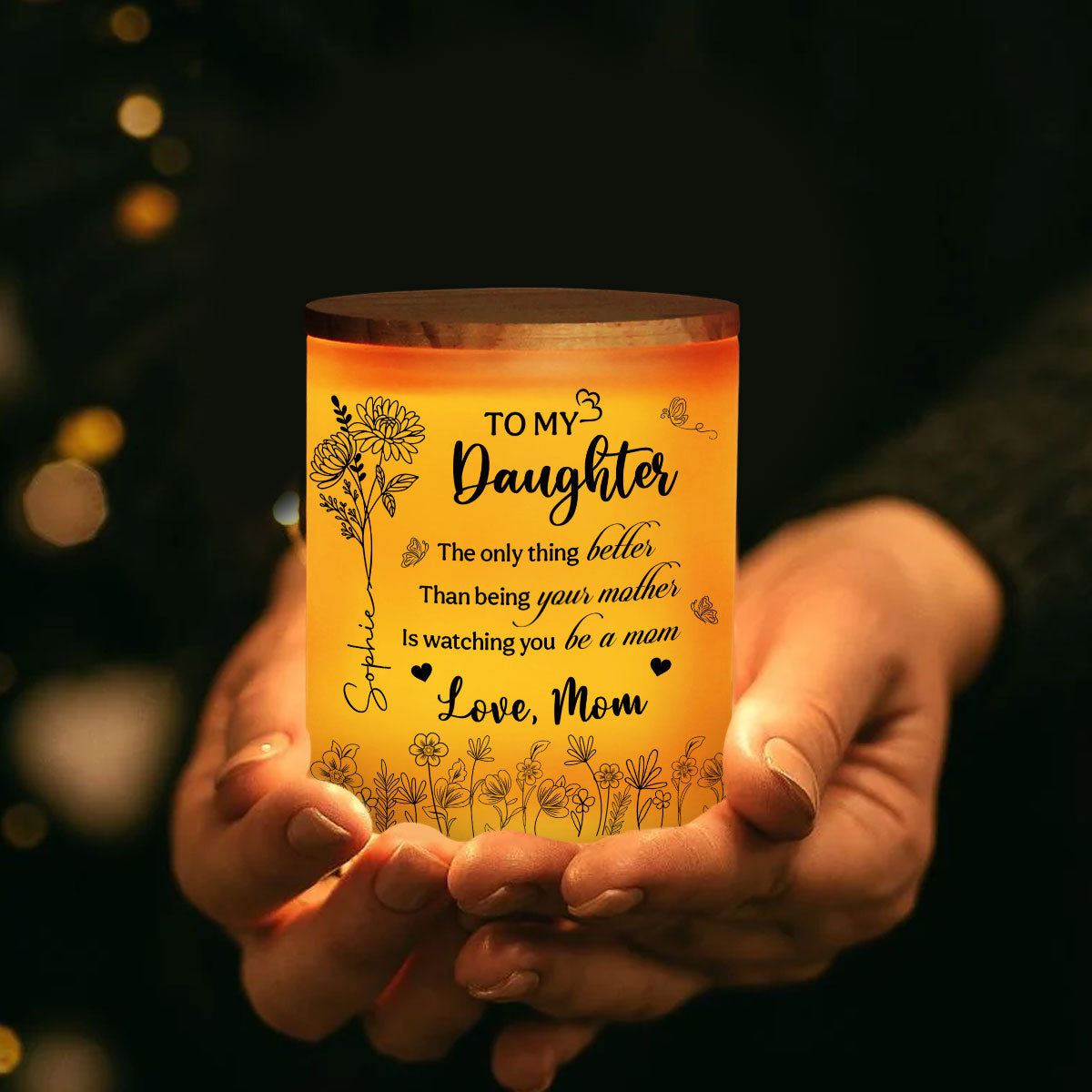 Love For My Daughter - Personalized Glass Jar With LED Candle