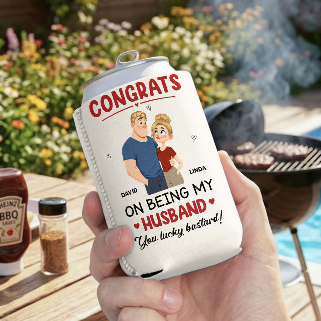 Congrats On Being My Husband - Personalized Skinny Can Cooler