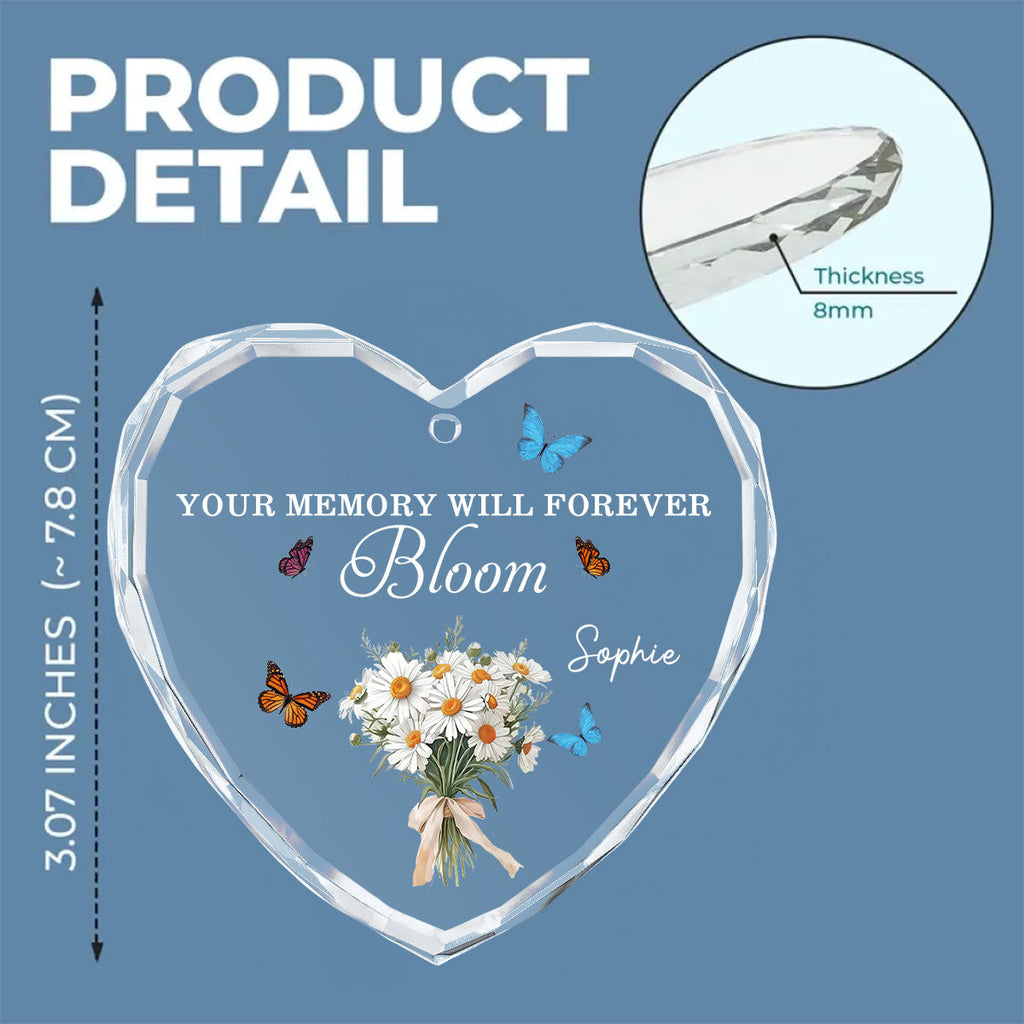 Custom Memorial Christmas Ornament, Sympathy Keepsake •  Your Memory Will Forever Bloom - Personalized Glass Ornament