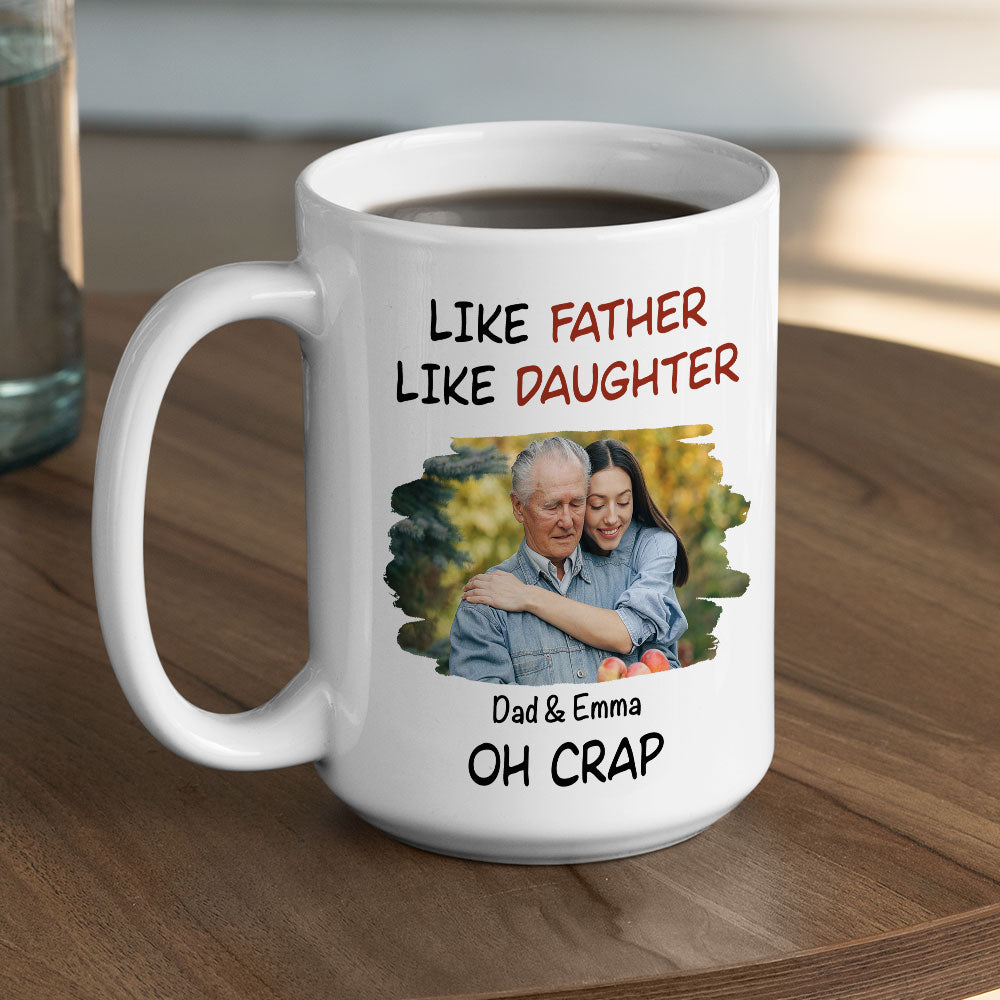 Custom Photo Christmas & Birthday Gift for Daughter • Like Father Like Daughter Cartoonized Photo - Personalized Coffee Mug