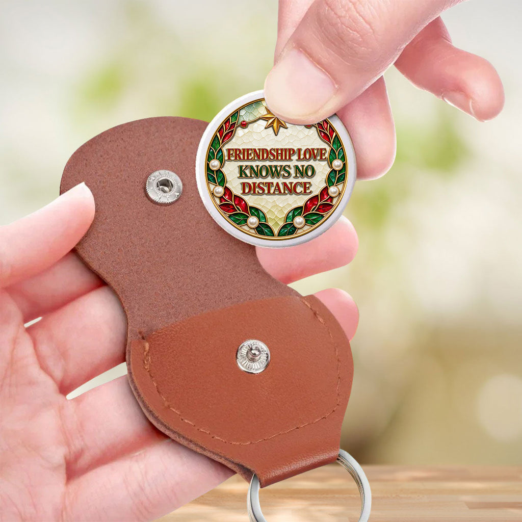 Custom Besties Coin Keychain, Friendship Birthday Gifts • Friendship Knows No Distance - Personalized 3D Printing Pocket Hug
