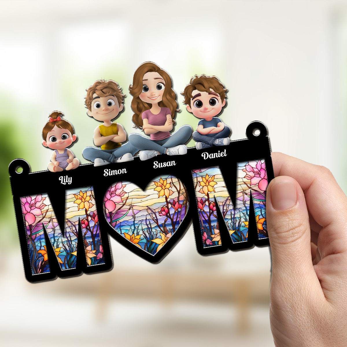 Custom Hanging Decor, Birthday Housewarming Gift • Love You Mom Grandma - Personalized Suncatcher