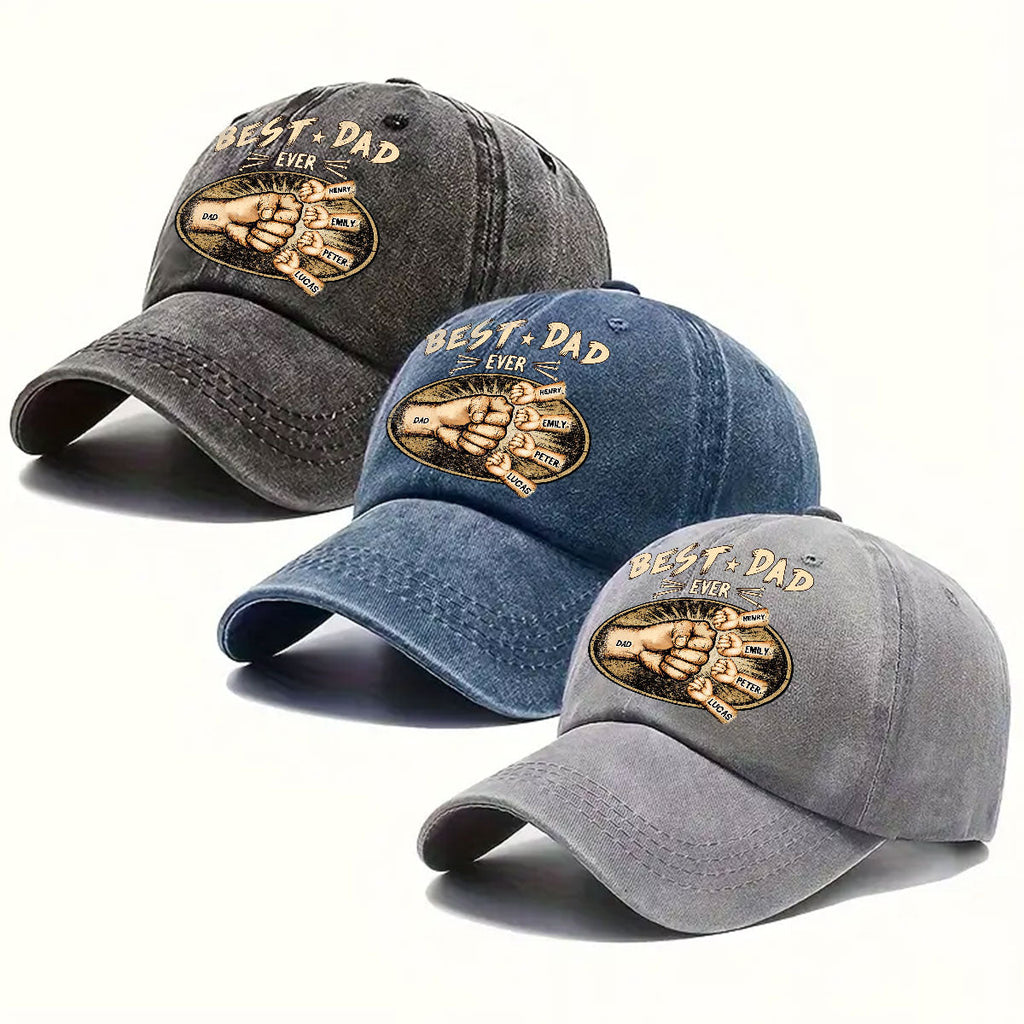 Custom Father's Day Christmas Birthday Gifts for Dad • Best Daddy Ever - Personalized Vintage Washed Denim Cap