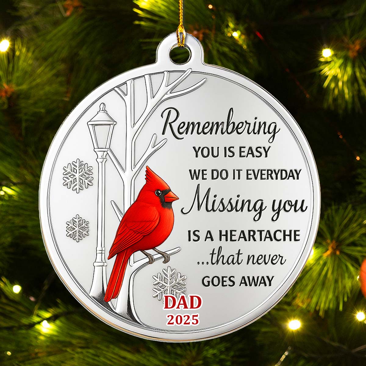 Custom Memorial Christmas Ornament, Sympathy Keepsake •  Missing You Is A Heartache - Personalized Acrylic Ornament