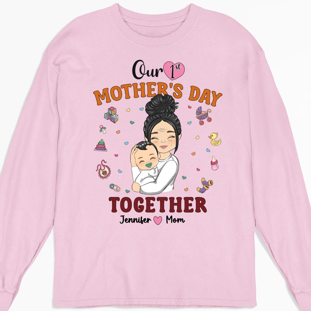 Custom First Mother's Day, Christmas Gift for New Mom • 1st Mothers Day Together - Personalized Shirt