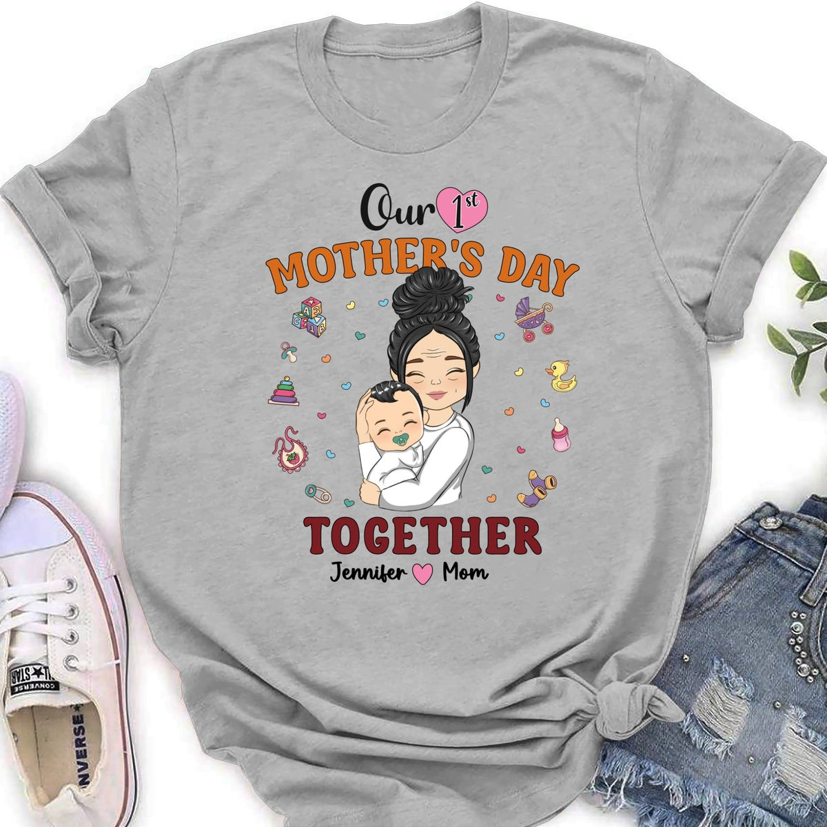 Custom First Mother's Day, Christmas Gift for New Mom • 1st Mothers Day Together - Personalized Shirt