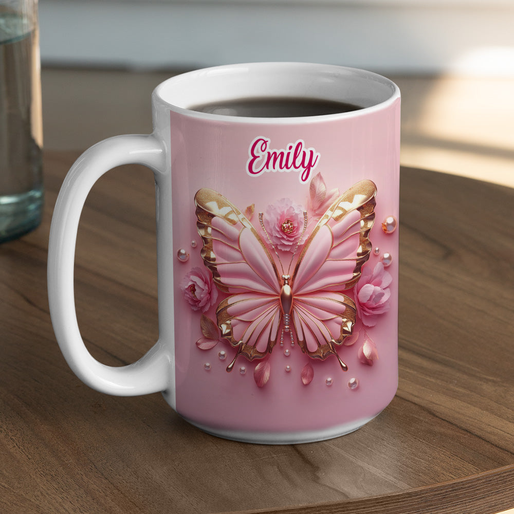Custom Best Friend, Christmas & Birthday Friendship Keepsake Gift • Butterfly Beautiful - Personalized 3D Effect Coffee Mug