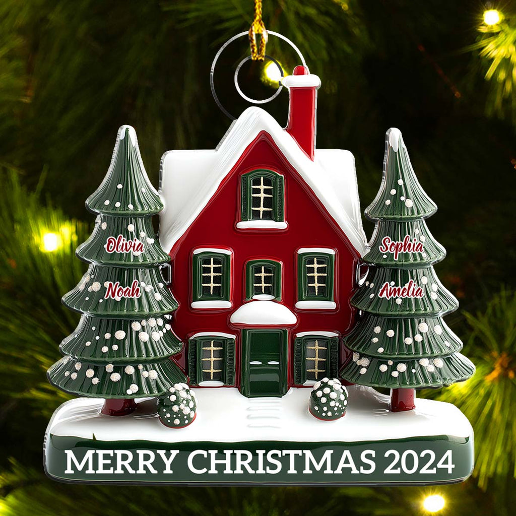 Custom Family Ornament, Christmas Gift for Family Members •  Family Christmas House Version 2 - Personalized Acrylic Ornament