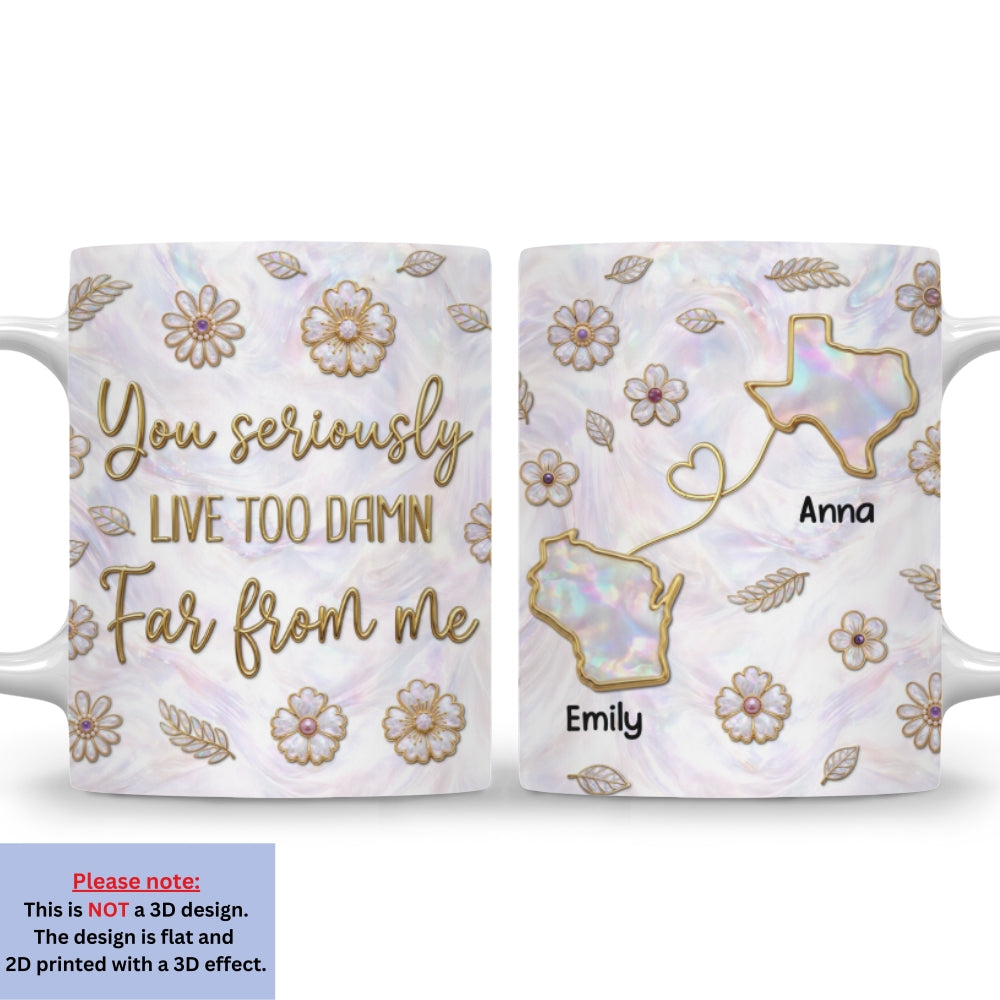 Custom Best Friend, Christmas & Birthday Friendship Keepsake Gift • So Far From Me - Personalized 3D Inflated Effect Mug