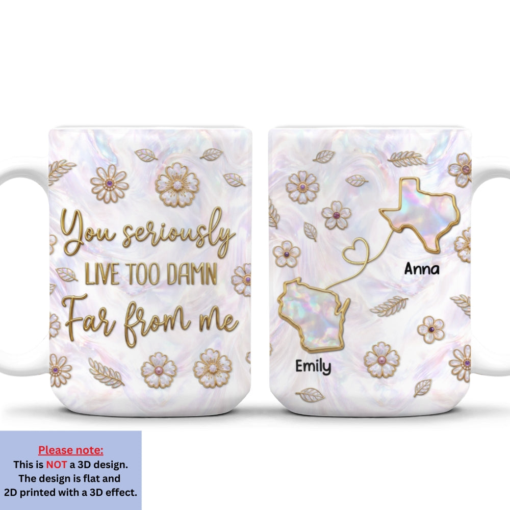 Custom Best Friend, Christmas & Birthday Friendship Keepsake Gift • So Far From Me - Personalized 3D Inflated Effect Mug
