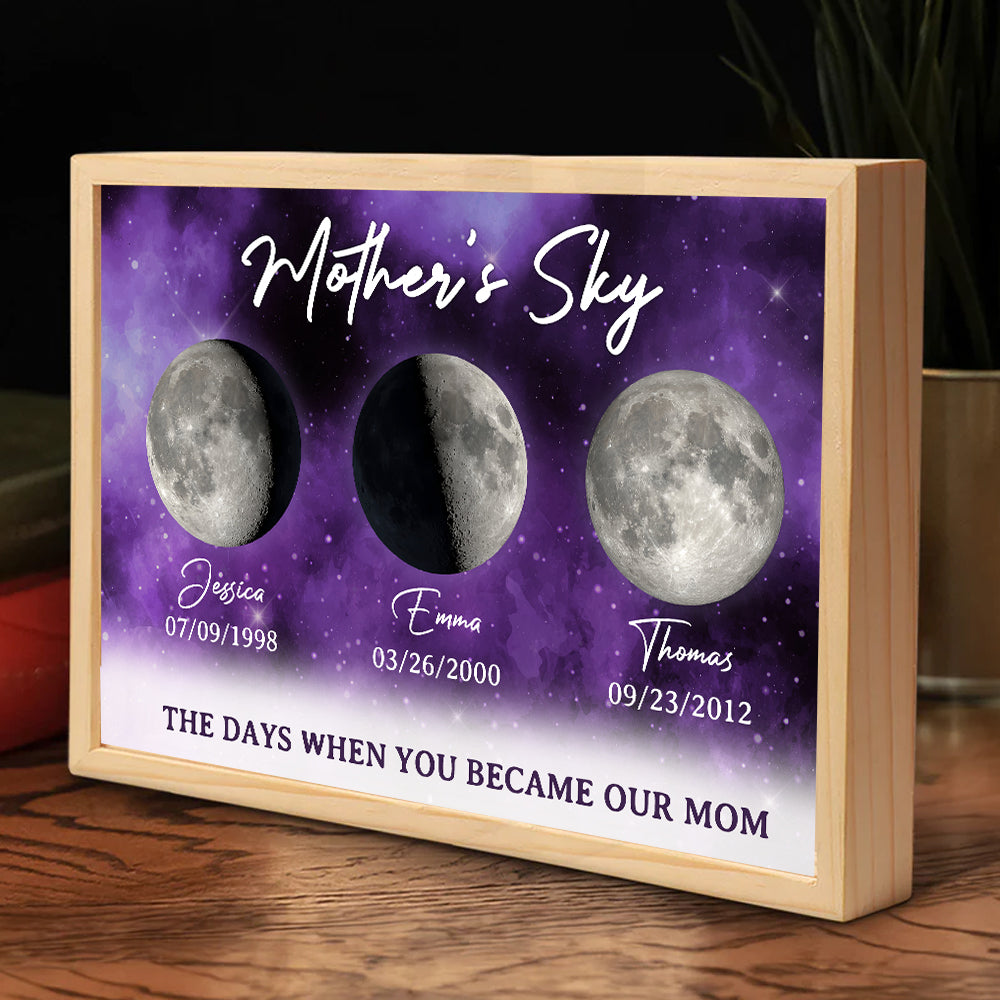 The Moon When You Become Mom - Personalized Frame Light Box