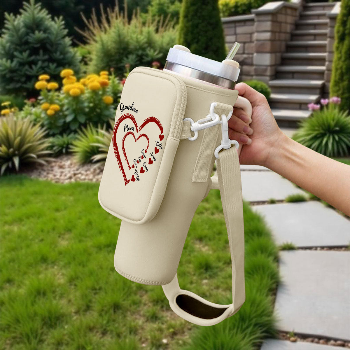 Kids And Grandkids Make Life Grand - Personalized Water Bottle Carrier Bag